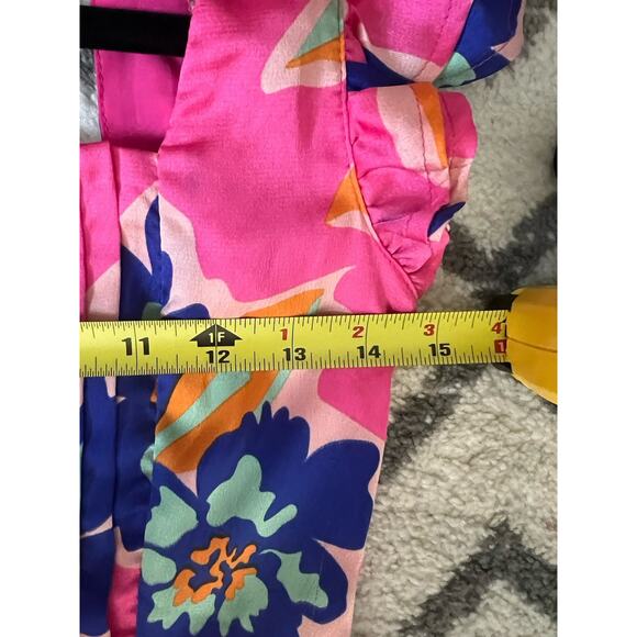 VANILLA BAY Colorful Floral Pleated Bodice Smocked Ruffle Midi Dress Sz S NWT - Picture 13 of 14